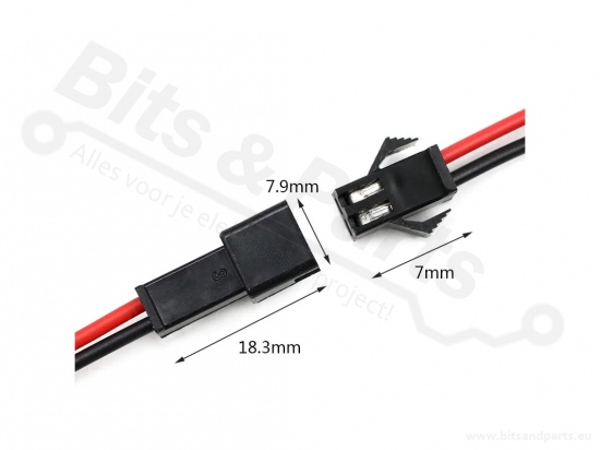 Kabelset JST SM 2 pins - zwart/rood 30cm 